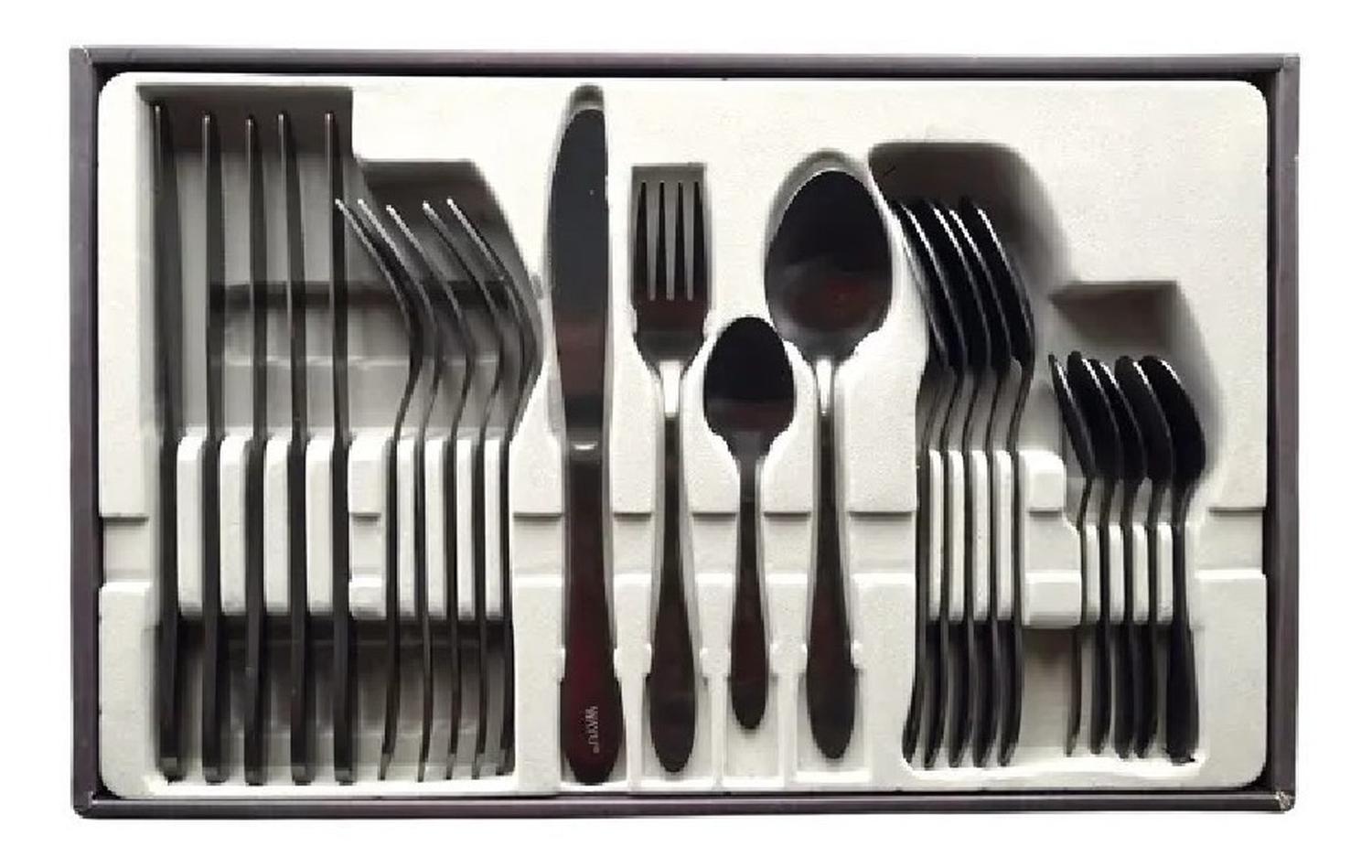 Set De Cubiertos 24 Pcs Acero Inox. Black Wayu